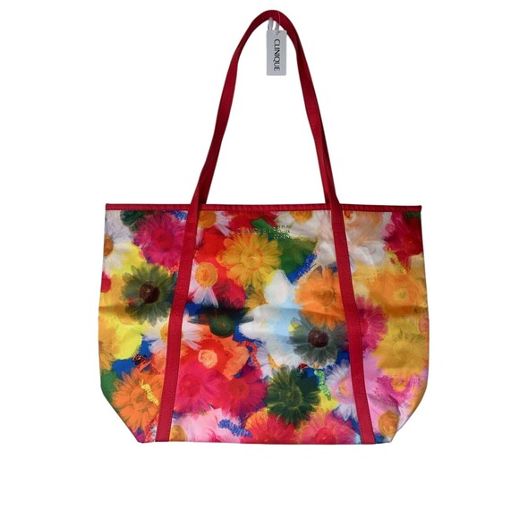 NWT Clinique x Jonathan Cohen Flower Shopping Shoulder Travel Tote - Picture 1 of 8